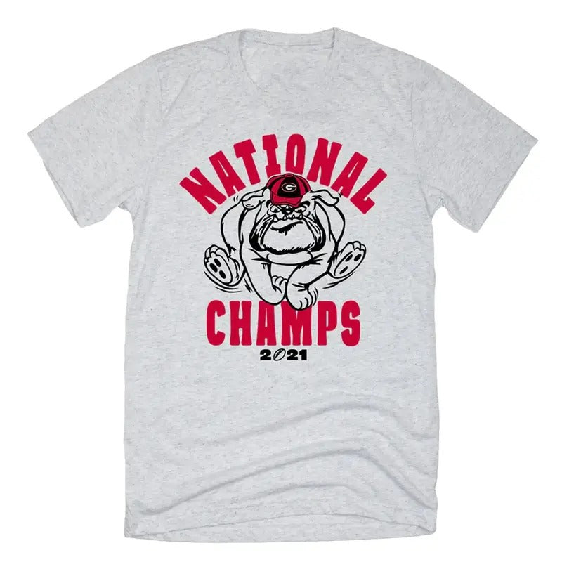 UGA 2021 National Champs Trendy Classic T-Shirt Printed Graphic Cotton Medium Unisex Retro Vintage