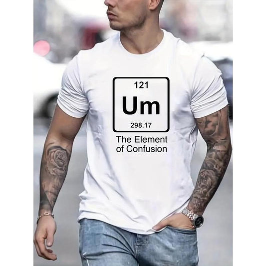 UM Confusion Letter Graphic T-Shirt - Mens Stylish Casual Tee with Bold Print, Short Sleeve Crew Neck for Summer Outdoors, Comfortable & Trendy Made in USA