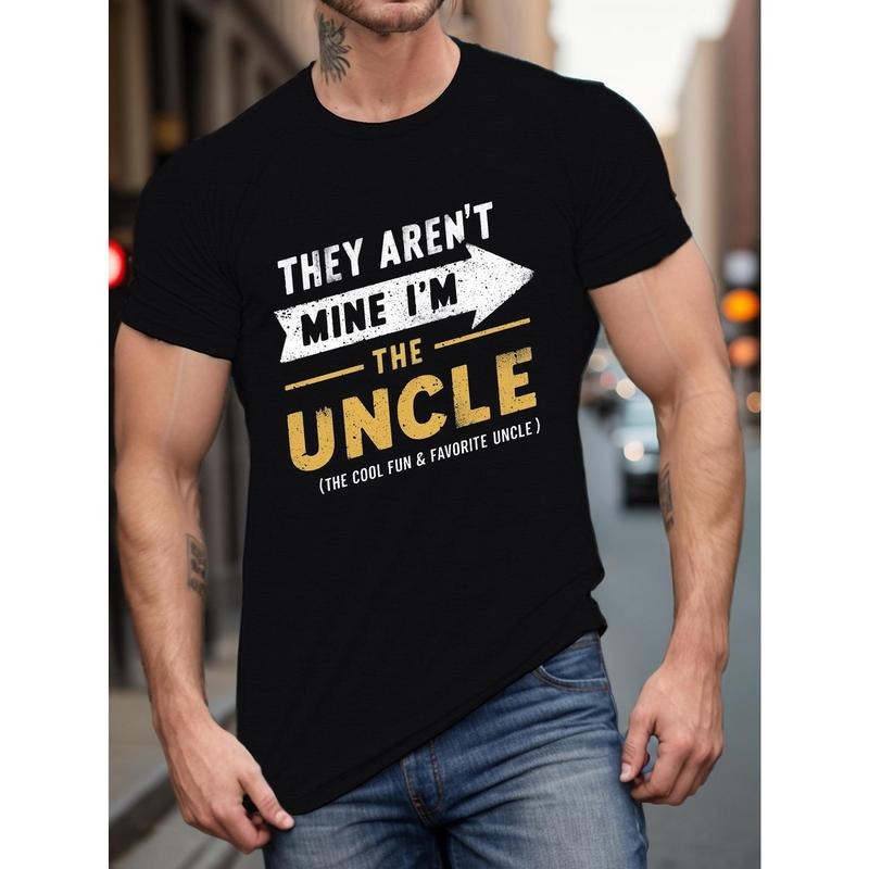 [UNCLE Graphic Print Tee] Men's Summer T-Shirt - Arrow THE UNCLE Graphic Print Short Sleeve Tees - Trend Casual Tops for Daily Life, Big & Tall Guys Made in USA