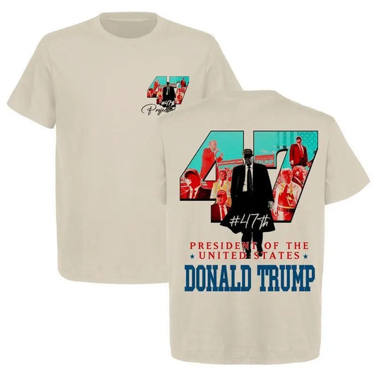 US 47th President Donald Trump Won Again 2024 Graphic T-Shirt - Heavy Cotton Gildan 500, Unisex Election Shirt for Men &amp; Women Crewneck Fabric
