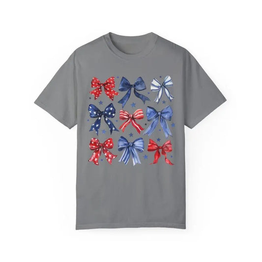 USA Bow Shirt Comfort Colors, America Bow Shirt for July 4th, Memorial Day Shirt, USA Shirt, Election Shirt, Patriotic Bow Shirt, shirt hot tiktok
