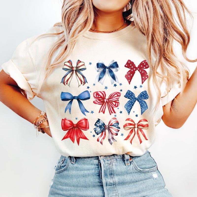 USA Bow Shirt, Coquette America Bow Shirt for July 4th, Memorial Day Shirt, USA Shirts, Patriotic Bow Shirts, Election...