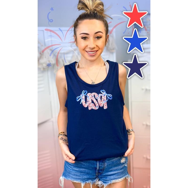 USA Coquette Graphic Tank Top T-Shirts, Hoodie, Sweatshirt | DripVista.com