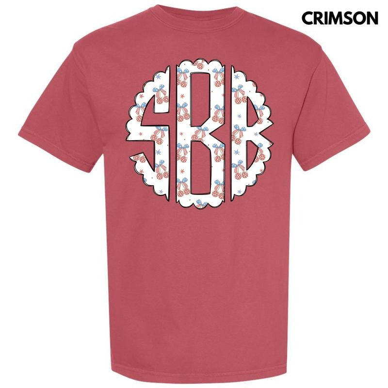 USA Disco Cherry Monogram Comfort Colors T-Shirt 'NLB'