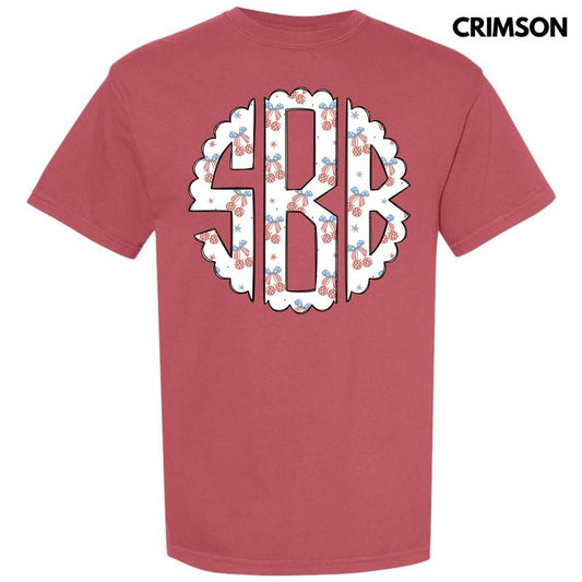 USA Disco Cherry Monogram Comfort Colors T-Shirt 'NLB'