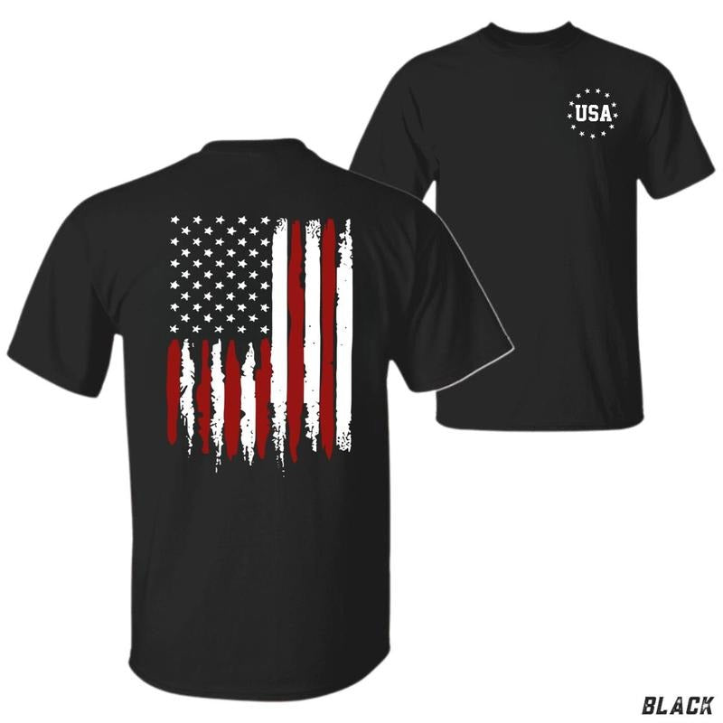 USA Flag Distressed T-shirt - Grunge-Style American Flag Graphic Tee for Proud Patriots and Heritage Fans, Streetwear, Everyday Wear, Trendy Clothing, Casual Wear