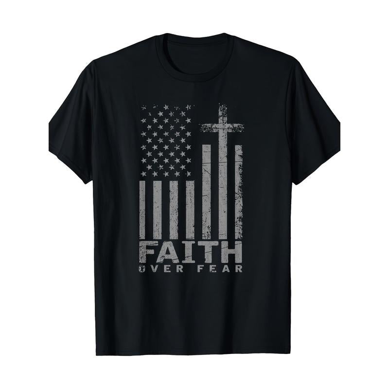 USA Flag Patriotic American Gift Faith Over Fear Prayer T-ShirtHalloween Christmas Theme T-shirt made in usa Hoodie,...