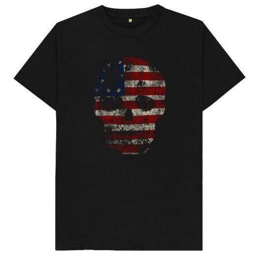 USA Flag Skull Mens Womens T Shirt made in usa