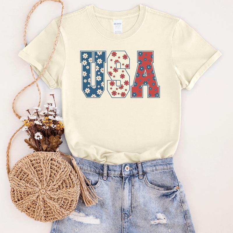 USA Flowers Soft Graphic Tee