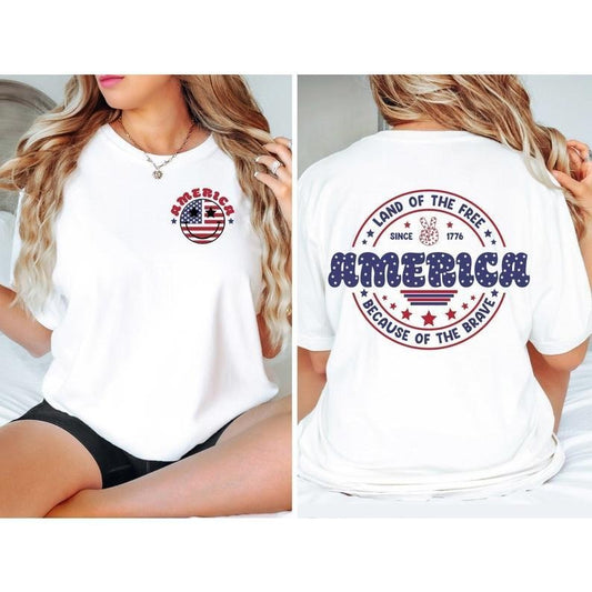 USA Shirt Front and Back, Patriotic Shirt, Fourth of July Shirt, 4th of July Shirt, Independence Day, American Flag Shirt, America Shirt