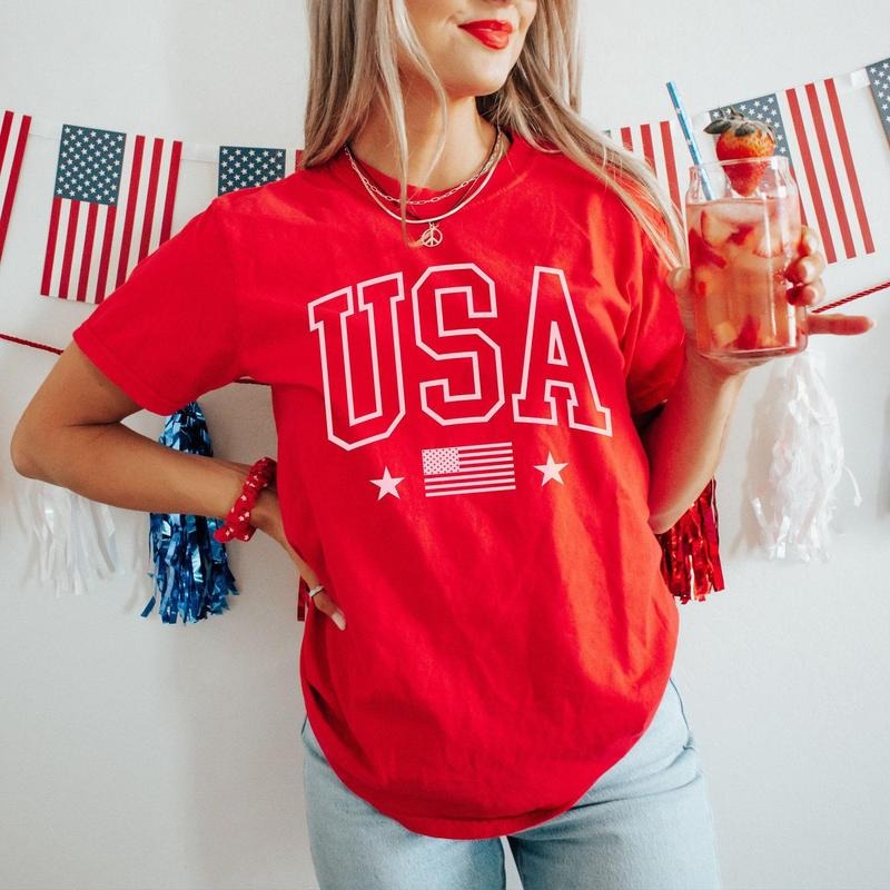 USA T Shirt, 4th of July Tee sweatshirt, Fourth of July Shirt, Big USA Tshirt, American Flag Shirt, Patriotic Shirt,...