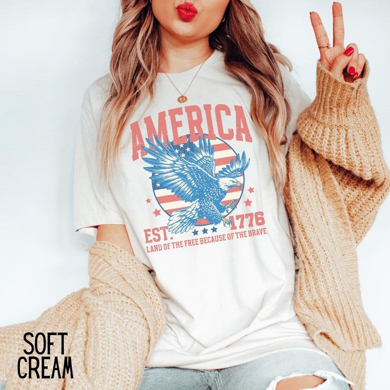 USA shirt, Fourth of July Shirt T-Shirt, 1776 Tee, Summer BBQ t-shirt, Red White and Blue America Tee, Patriotic America T,Retro 4th of July