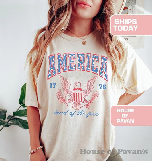 USA shirt, Summer BBQ t-shirt, Red White and Blue sweatshirt, America Tee, Women's 4th of July, Fourth of July Shirt T-Shirt, 1776 Tee