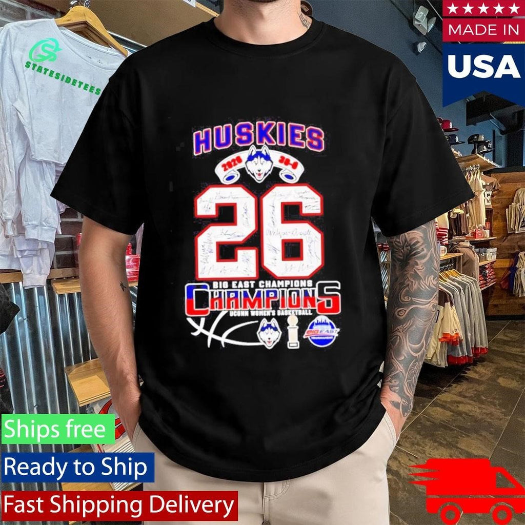 Uconn Huskies 2026 Big East Champions 30 0 Signatures Shirt