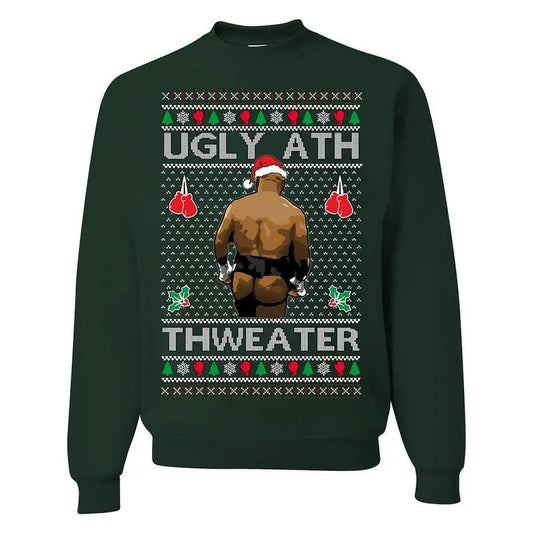 Ugly Ath Merry Chrithmith Sweatshirt, Butt Viral Ugly Ass Boxing Fight Meme Men Women Funny Ugly Christmas Sweater Cotton Menswear