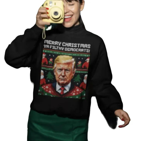 Ugly Christmas Sweater Trump Christmas,Funny Christmas Sweatshirt Ugly Election 2024 Sweatshirt