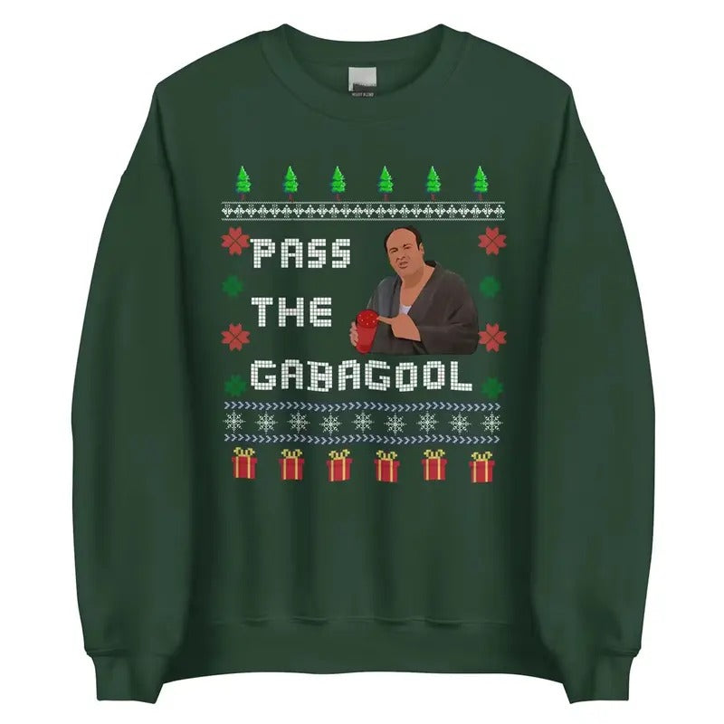 Ugly Sopranos Christmas Sweatshirt, Pass The Gabagool, Christmas Sweater, Funny Christmas Sweatshirt