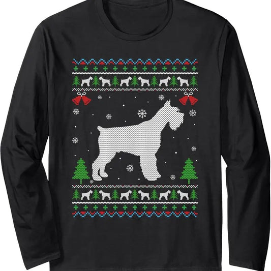 Ugly Xmas Design Schnauzer Dog Ugly Christmas Sweater Funny Long Sleeve T-Shirt