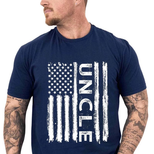 Uncle American Flag T Shirt, Vint*ge Us Flag Shirt, Gift For Uncle From Niece Nephew, humorous Fathers Day Gift, Short Sleeve Crew Neck Top, Classic Streetwear