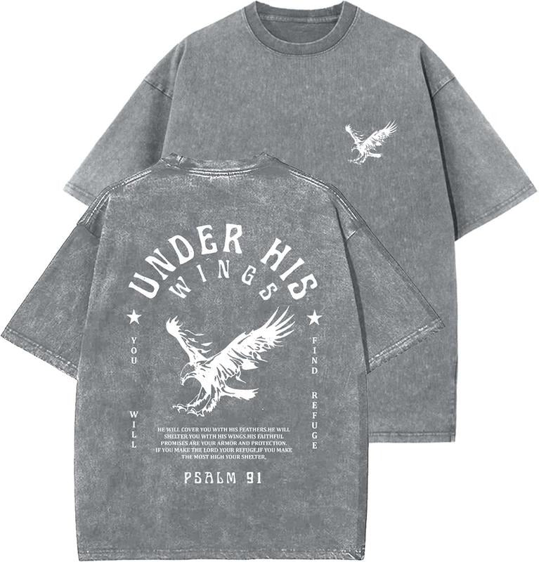Under His Wings Unisex Washed T-Shirt, Christian t shirts, Vintage 90s Graphic Tee, Gift Top Womenswear Cotton Mineral...