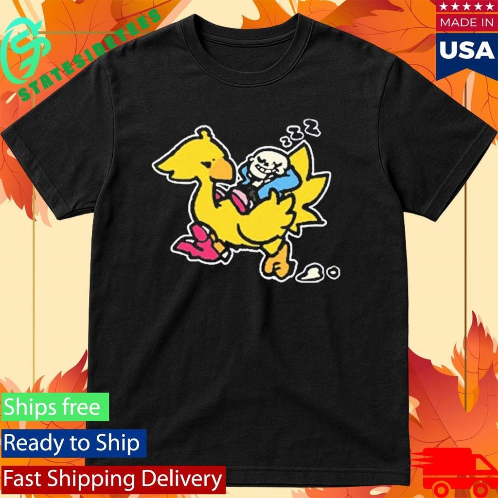 Undertale x Square Enix Black Shirt Sans and Chocobo Shirt