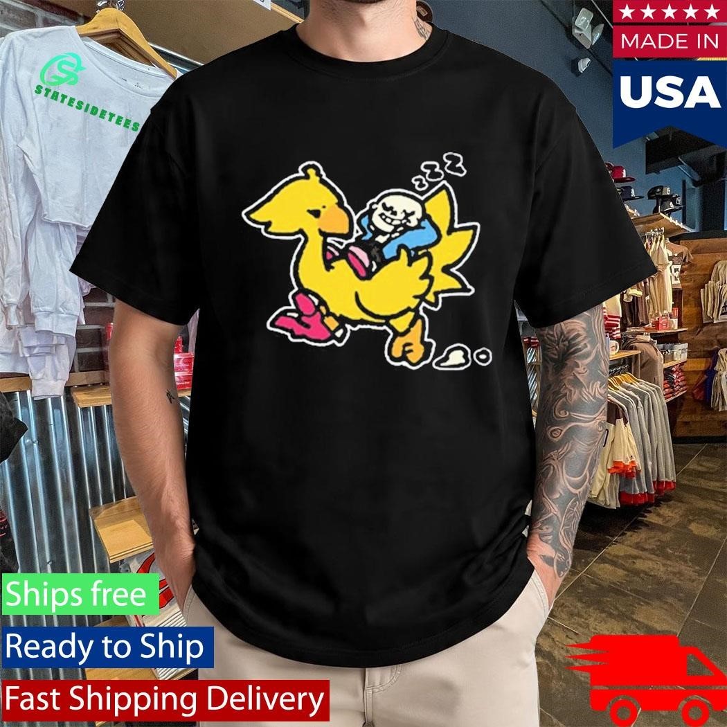 Undertale x Square Enix Black Shirt Sans and Chocobo Shirt