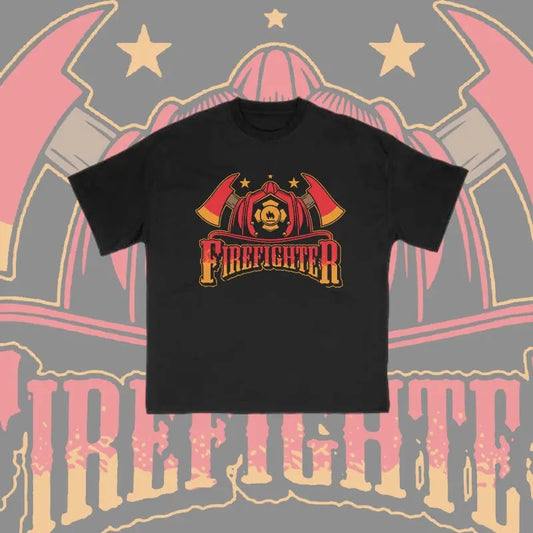 Unisex 100% Cotton Firefighter Print T-shirt vintage  tees cowboys  outfits  men Crewneck Menswear