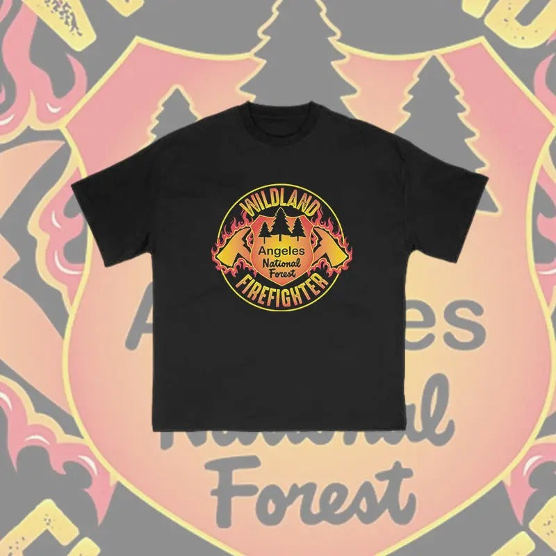 Unisex 100% Cotton Wildland Firefighter Print T-shirt vintage  tees cowboys  outfits  men Crewneck Menswear