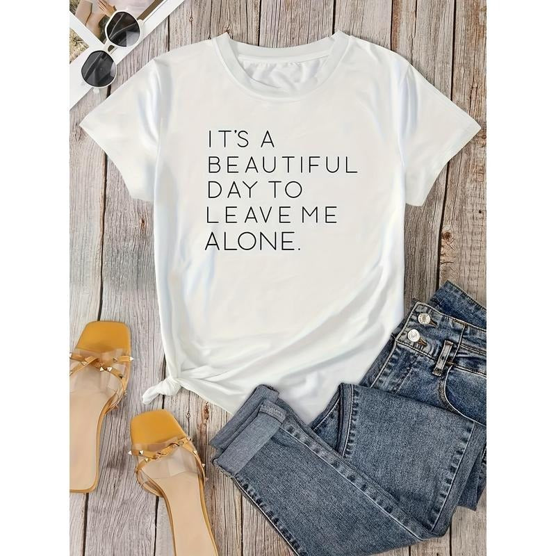Unisex 180g Letter Print Crew Neck T-Shirt, Casual Short Sleeve T-Shirt For Spring& Summer, Women'WB shield Clothing...