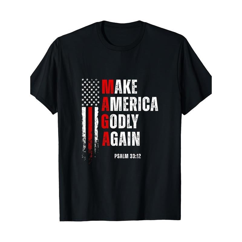 Unisex 220g Jesus Make America Godly Again American Patriot Christian T-Shirt made in usa Hoodie, Sweatshirt | DripVista.com