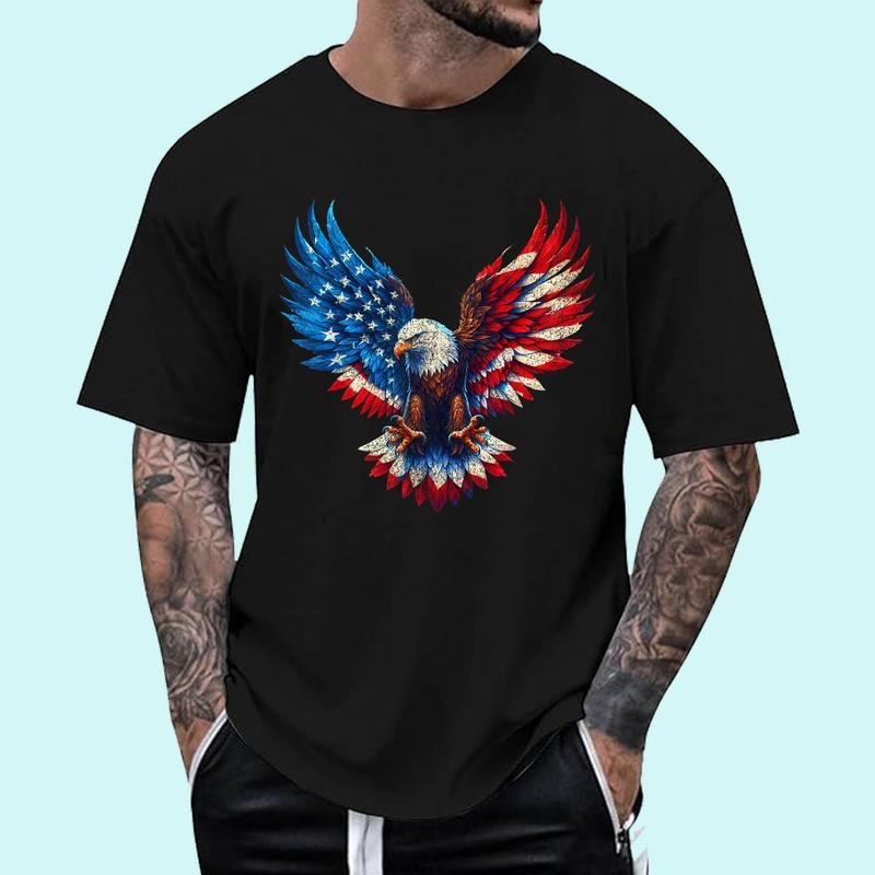 [Unisex Cotton Shirt] American Flag Bald Eagle Patriotic Eagle 4th of July USA T-Shirt Hoodie, Sweatshirt | DripVista.com