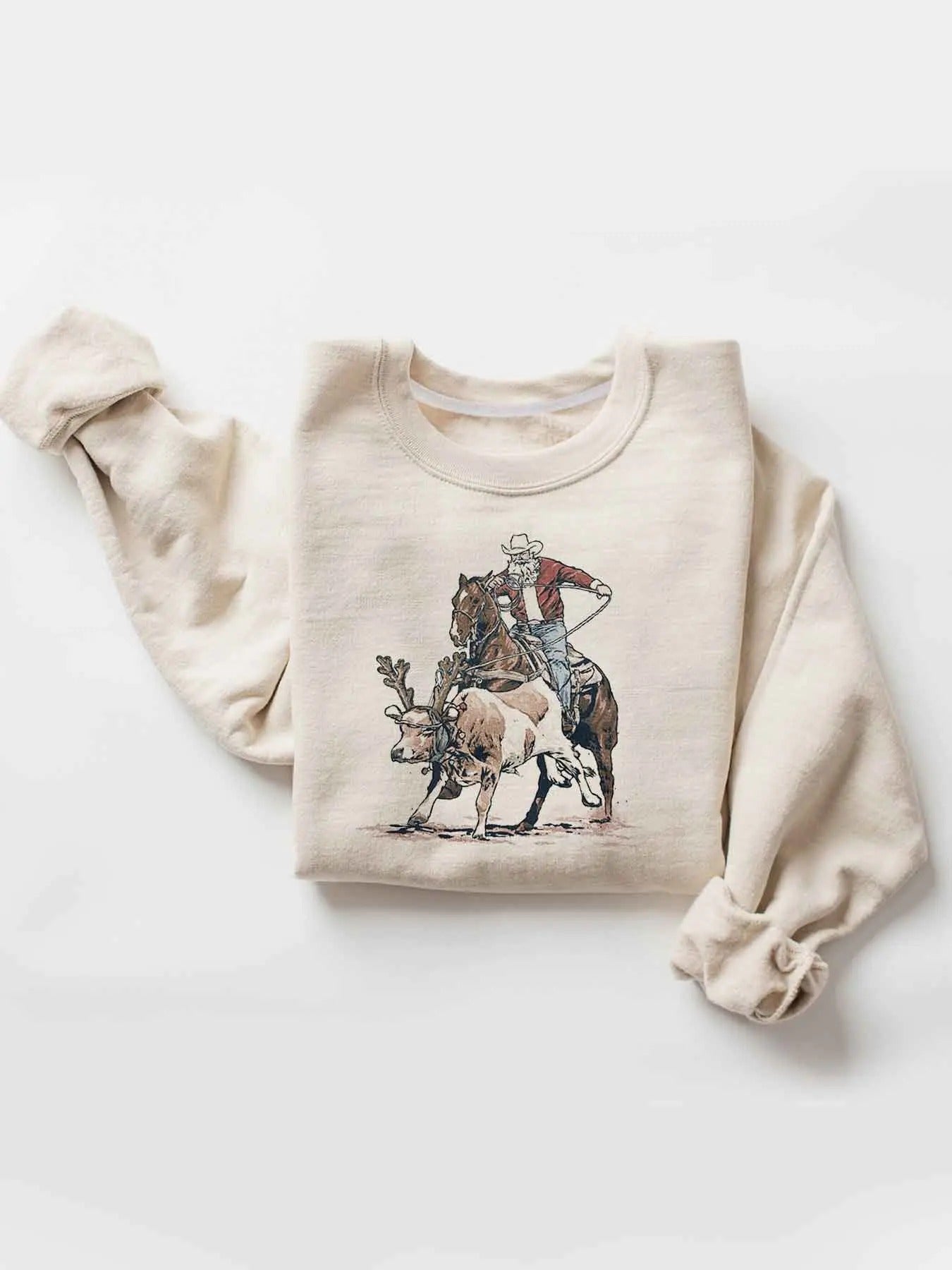 Unisex Cowboy Graphic Print Drop Shoulder Sweatshirt, Casual Long Sleeve Pullover for Daily Wear, Fashion Women'WB shield...