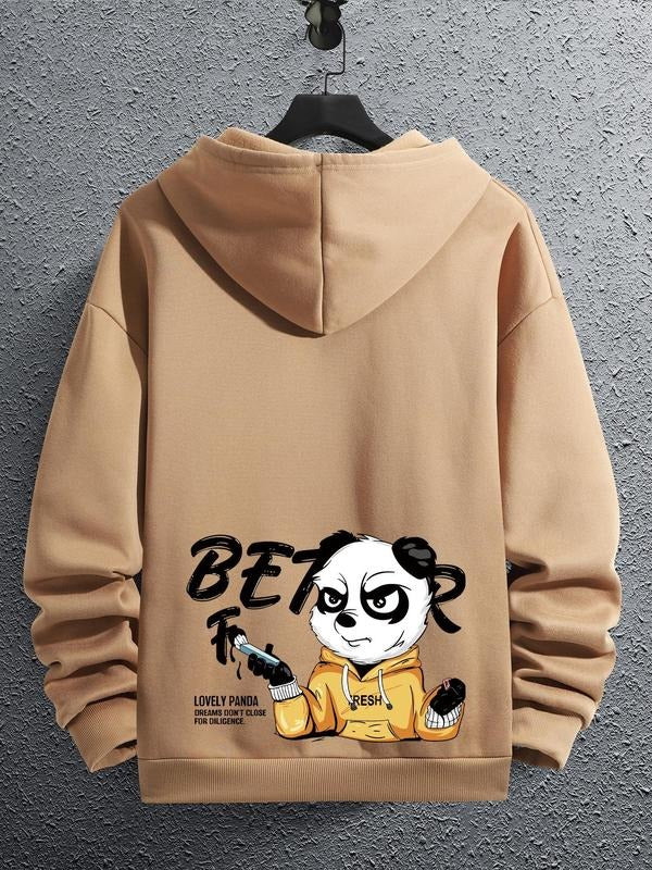 Unisex Essentials Hoodie, Men'WB shield Regular Fit Cartoon Panda Print Drop Shoulder Hoodie, Fashion Drawstring Pocket...