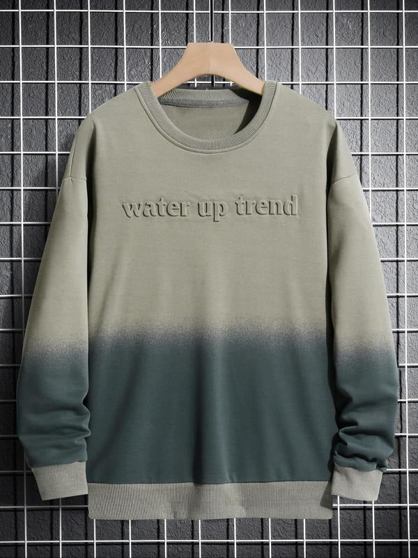 Unisex Essentials Sweatshirt, Men'WB shield Ombre Letter Print Drop Shoulder Sweatshirt, Fashion Casual Regular Fit Crew...
