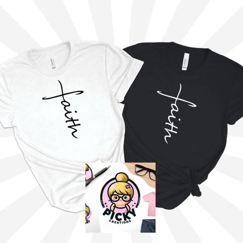 Unisex Faith Tshirt with Bold Message of Faith for Summer Casual Fit Top Womenswear Graphic T Shirt