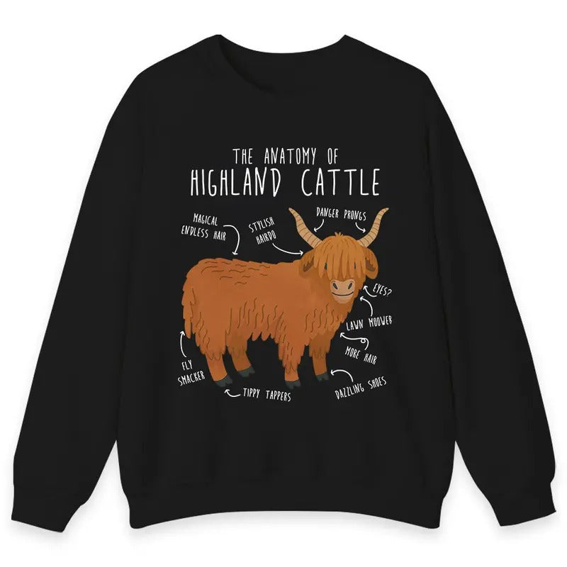 Unisex Funny Highland Cow  T-Shirt  , Sweatshirt  and Hoodie | DripVista.com