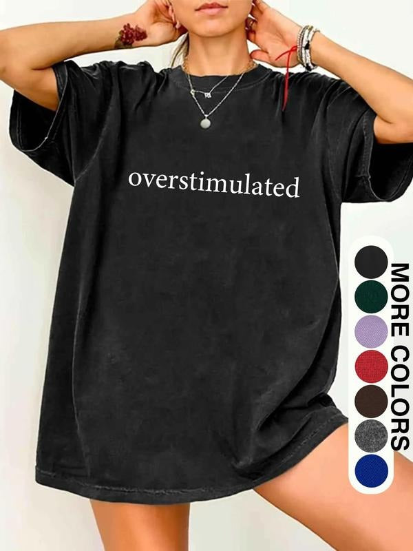 Unisex Graphic Tee, Casual Letter Print Drop Shoulder Half Sleeve Round Neck T-Shirt, Fashion Women'WB shield Top for...