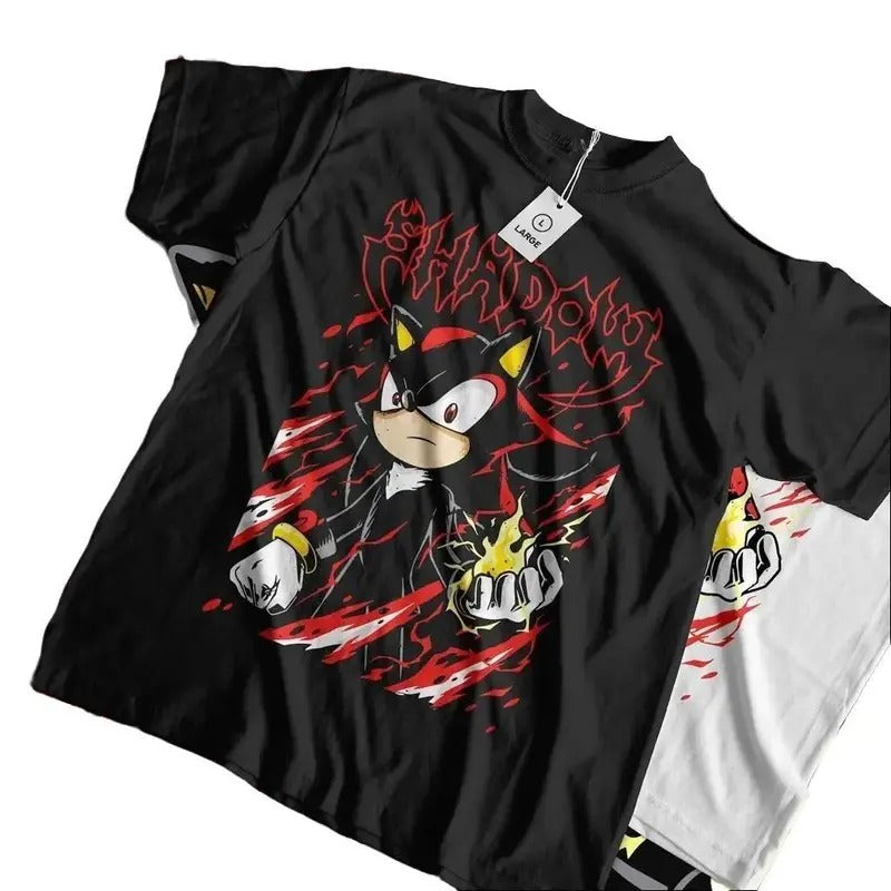 Unisex Hedgehog Shadow T-shirt - Speedster Energy, Japanese Anime Hero, Gaming Legend Apparel,  Anime Manga Shirt Graphic Tops Menswear T Shirt