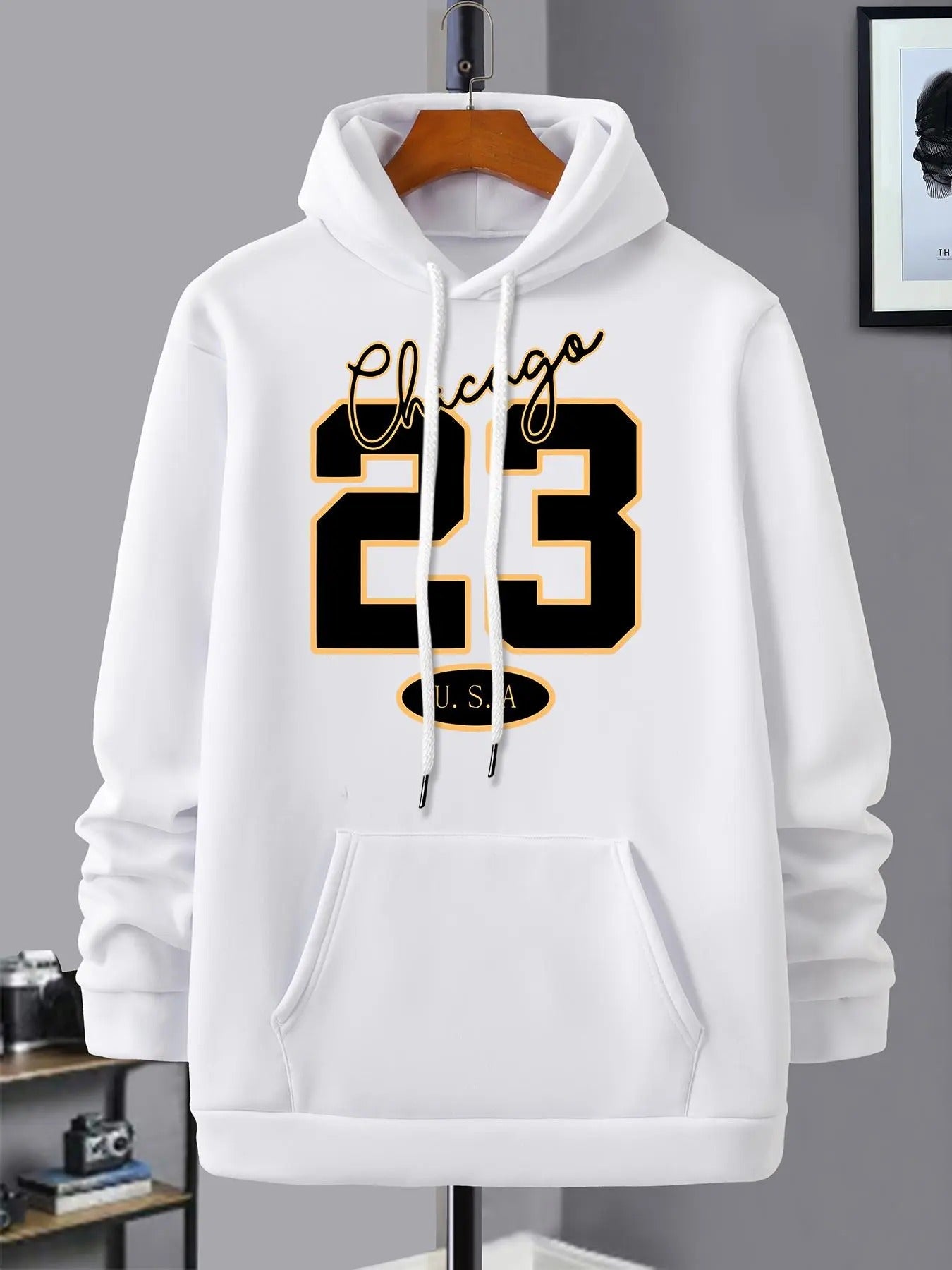 Unisex Letter & Number Print Drawstring Pocket Hoodie, Casual Regular Fit Long Sleeve Hooded Sweatshirt for Fall &...