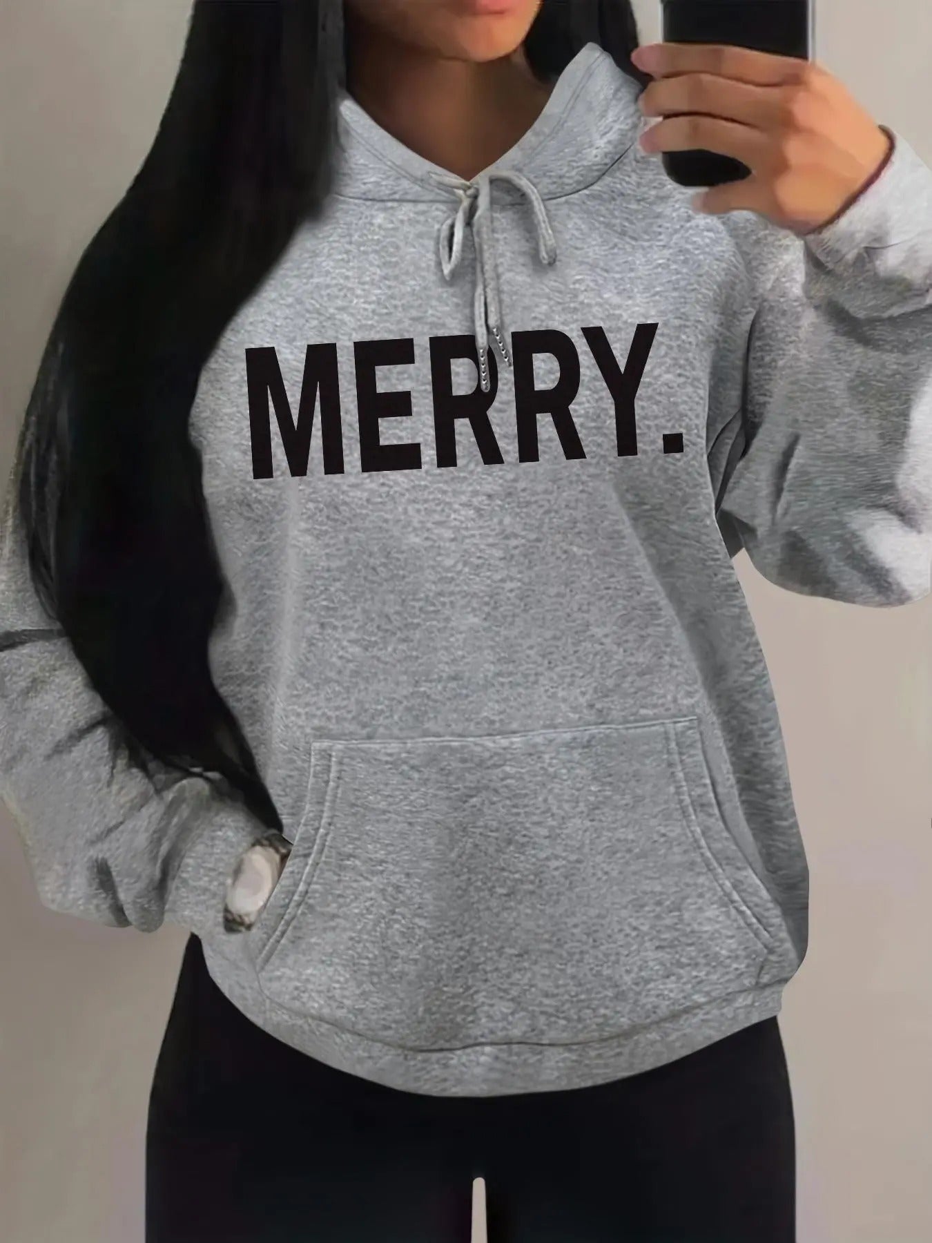 Unisex Letter Print Drawstring Pocket Hoodie, Casual Comfy Regular Fit Hooded Sweatshirt for Daily Wear, Unisex Top for...