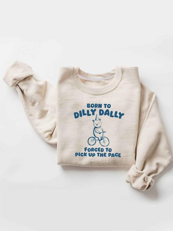 Unisex Letter Print Drop Shoulder Sweatshirt, Casual Long Sleeve Pullover for Daily Wear, Fashion Unisex'WB shield Top...