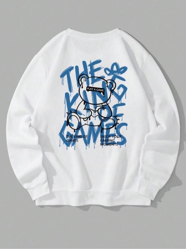 Unisex Men'WB shield Cartoon & Letter Print Round Neck Essentials Sweatshirt, Regular Fit Casual Long Sleeve Crew Neck...
