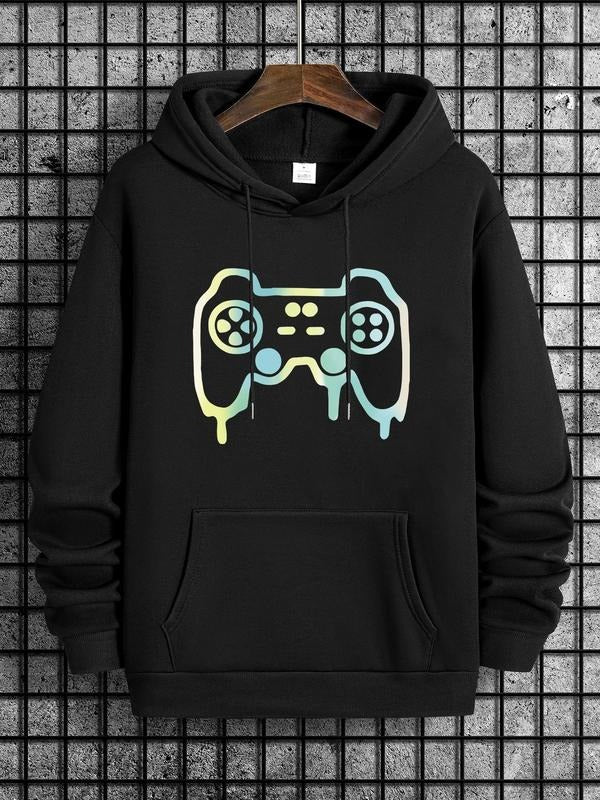 Unisex Men'WB shield Gamepad Print Drawstring Hoodie, Essentials Hoodie, Regular Fit Casual Pocket Hooded Sweatshirt,...