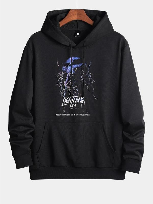 Unisex Men'WB shield Lightning & Slogan Graphic Drawstring Hoodie, Essentials Hoodie, Hooded Sweatshirt, Pocket Front...