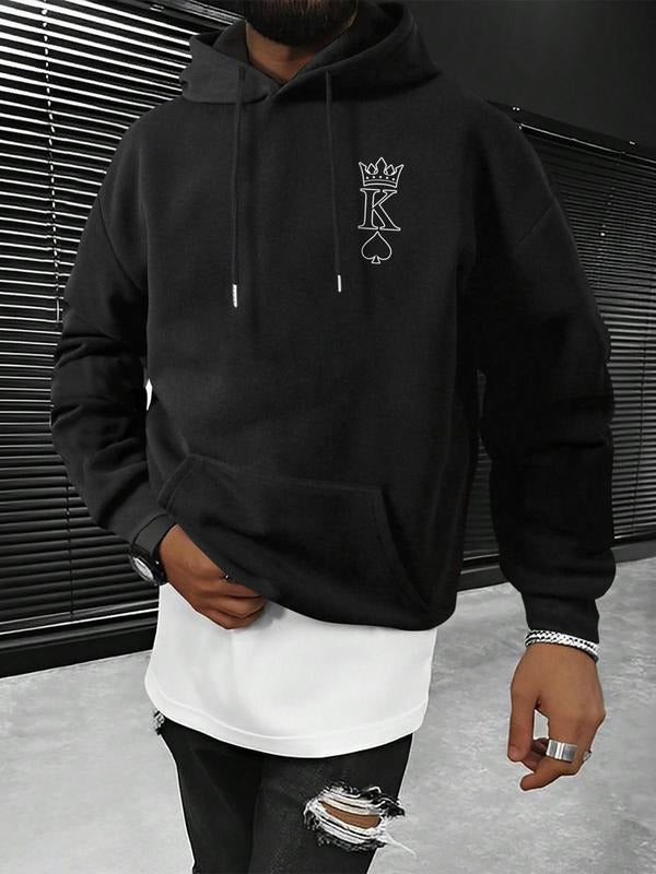 Unisex Men'WB shield Playing Card Print Pocket Drawstring Essentials Hoodie, Regular Fit Casual Long Sleeve Drop Shoulder...