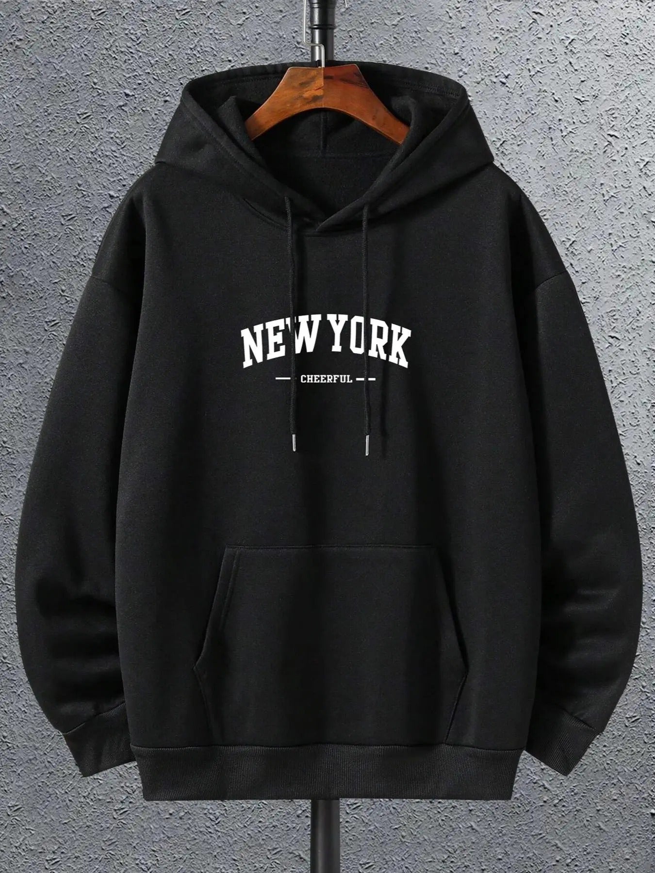 Unisex Men'WB shield Regular Fit "New York Cheerful" Print Pocket Hoodie Essentials Hoodie, Plain Drawstring Long Sleeve...