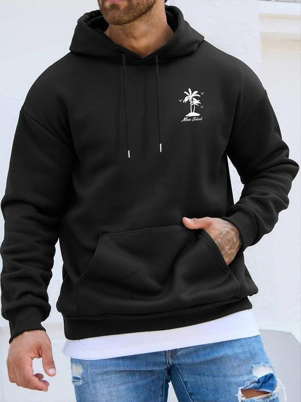 Unisex Men'WB shield Regular Fit Coconut Tree Print Drawstring Pocket Hoodie, Essentials Hoodie, Drop Shoulder Long...