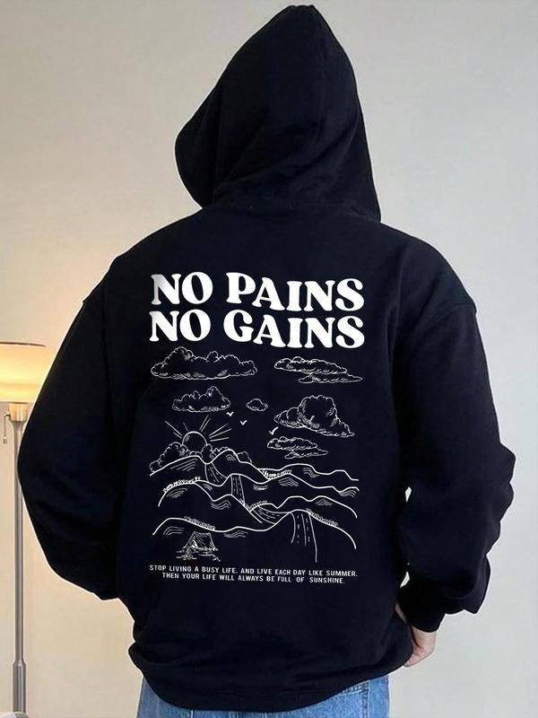 Unisex Men'WB shield Slogan Graphic Drawstring Essentials Hoodie, Black Long Sleeve Hoodies for Men, Kangaroo Pocket...