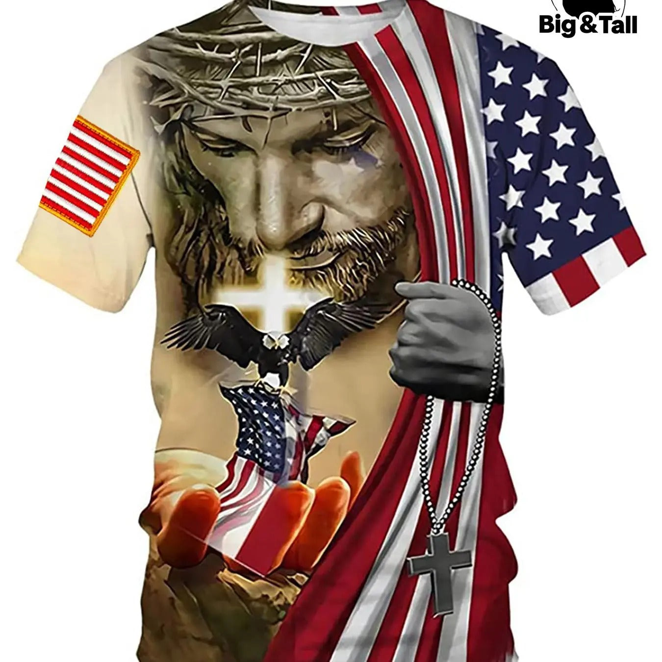 Unisex Men'WB shield Spiky hair fighters Over Print Round Neck 4th FOG July Tee, Regular Fit Casual Short Sleeve Crew...