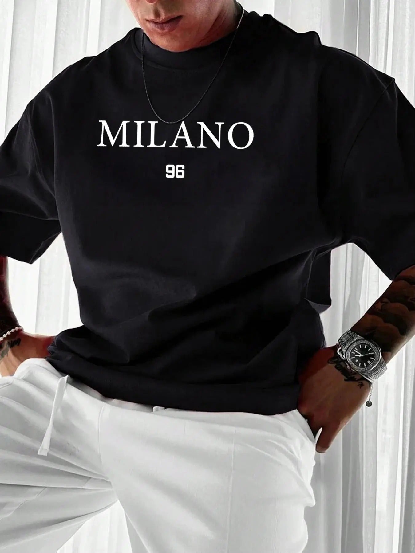 Unisex Regular Fit Letter Print Drop Shoulder Tee, Men'WB shield Street Fashion Casual FOG Comfy Half Sleeve Round Neck...